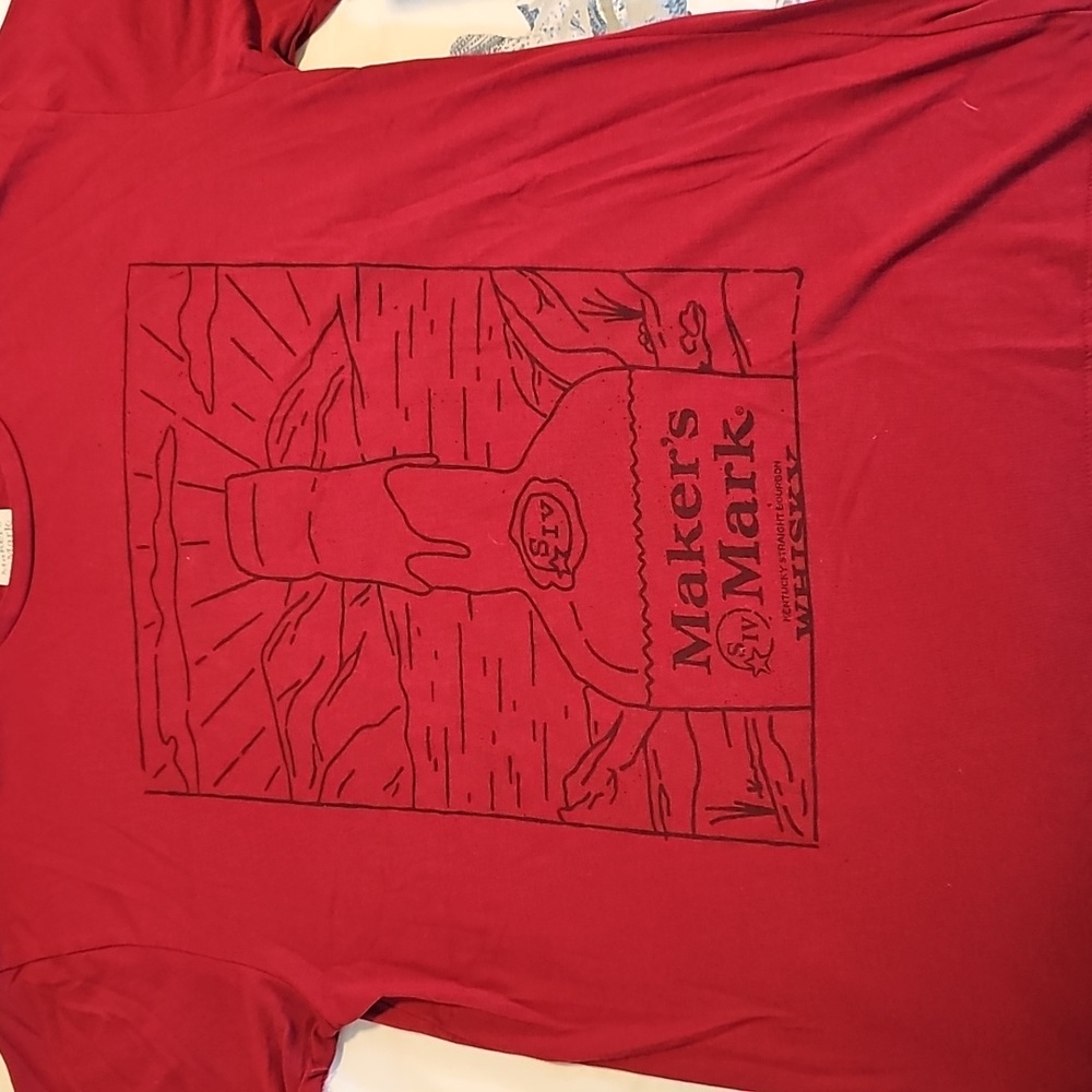 Makers Mark Whiskey Deep Red T-Shirt, Mens Large